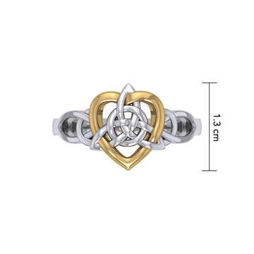 Celtic Heart And Triquetra Sterling Silver with 14K Gold Accent Ring MRI2389 - Jewelry